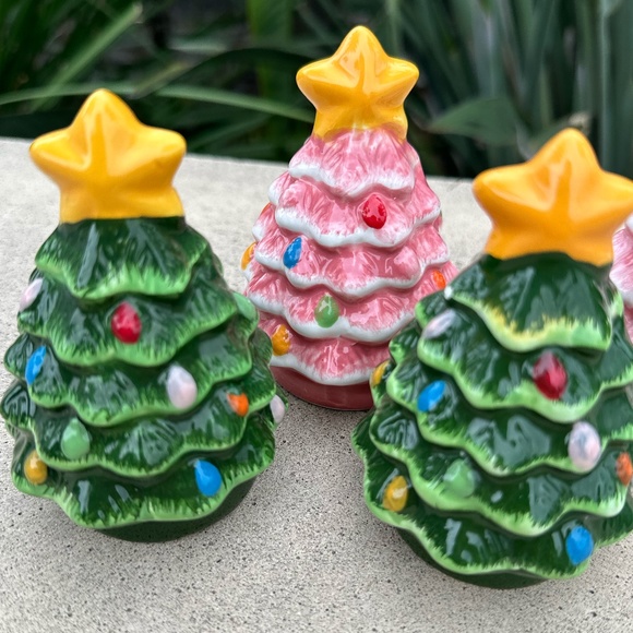 Mr Christmas retro green tree SALT & PEPPER shaker set vintage in box - Picture 3 of 10